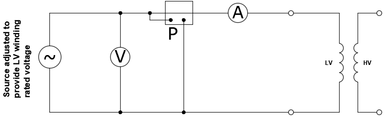 Transformer open circuit test circuit