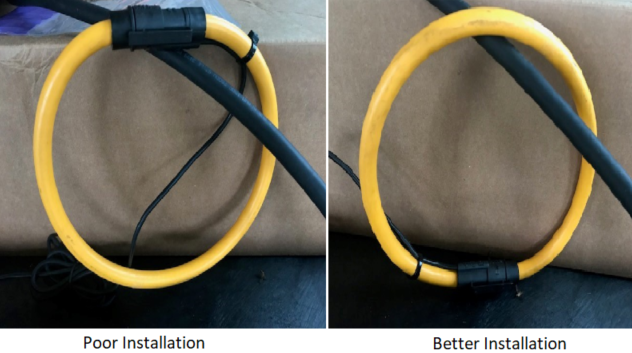 Suggested installation practice when primary cable cannot be placed in center of coil