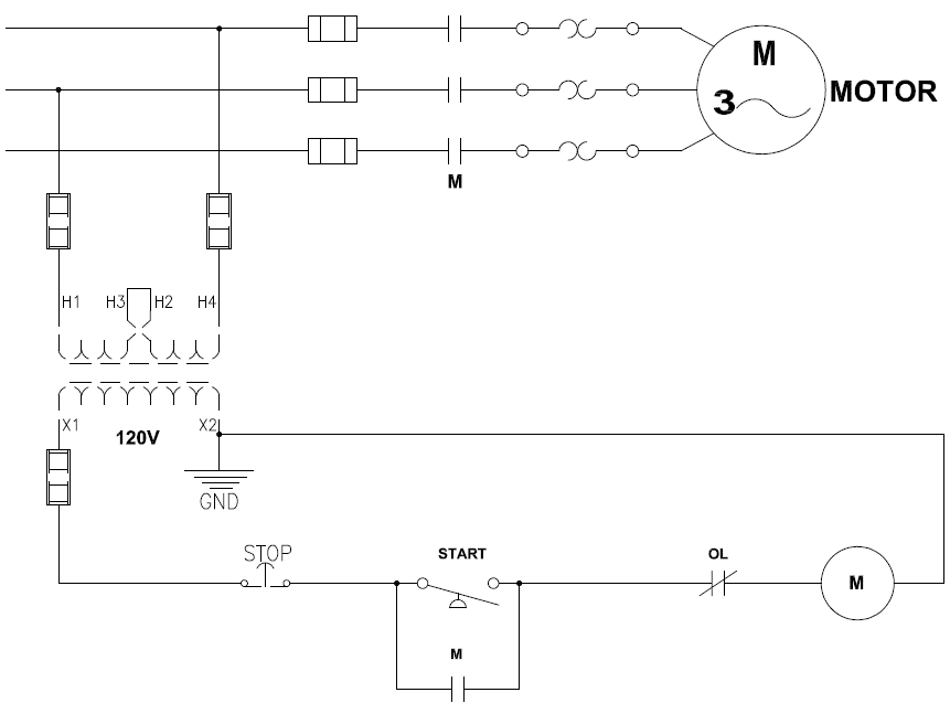 Correct motor control circuit wiring