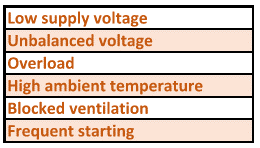 Causes of motor over temperature