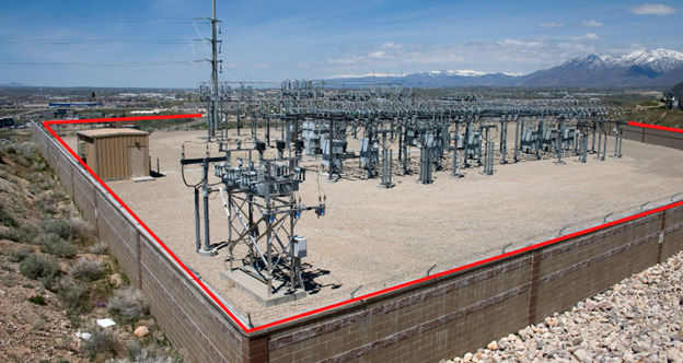 Substation with buried ground grid