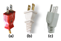 Non-polarized (a, c) and polarized (b) plugs