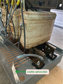 Core is isolated from ground and grounded at one location