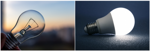 Incandescent lamp: Linear load and LED light: Non-Linear Load