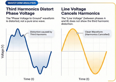 Restricting excitation current flow in transformer can lead to appearance of phase-ground voltage distortion